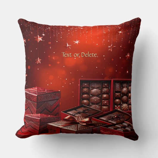 Chocolate Candy Holiday Throw Pillow クッション (正面)