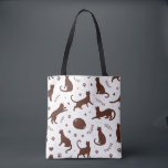 Chocolate Cats トートバッグ<br><div class="desc">This charming tote bag features a captivating chocolate brown cat silhouette pattern. The design is both elegant and adorable, making it a perfect accessory for cat lovers and those who appreciate subtle, stylish designs. It's a practical and fashionable way to carry your essentials while showcasing your love for feline friends....</div>