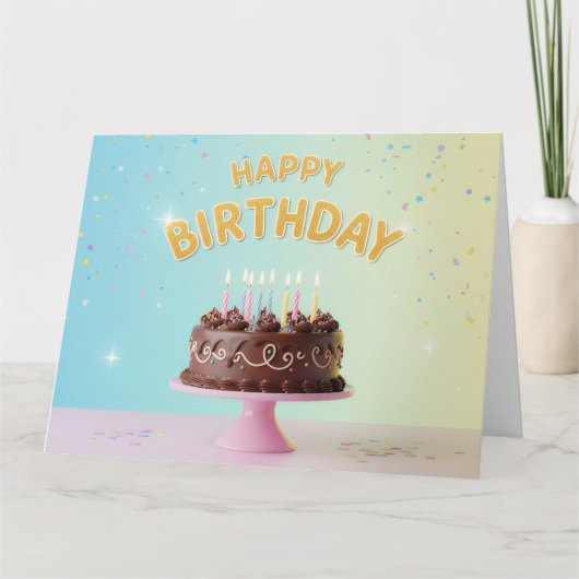 Chocolate Celebration Cake – Happy Birthday Card サンキューカード (正面)