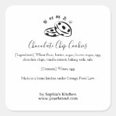 Chocolate Chip Cookie Ingredient Label Minimalist スクエアシール (正面)