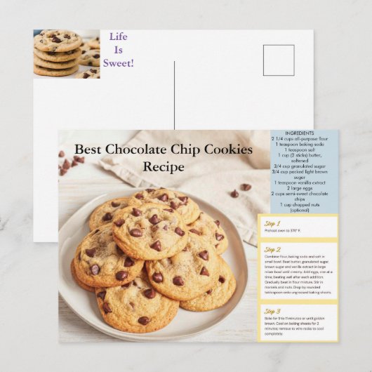 Chocolate Chip Cookie Recipe Postcard ポストカード (正面/裏面)