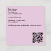 Chocolate Chip Cookies in Basket with Pink Bow スクエア名刺 (裏面)