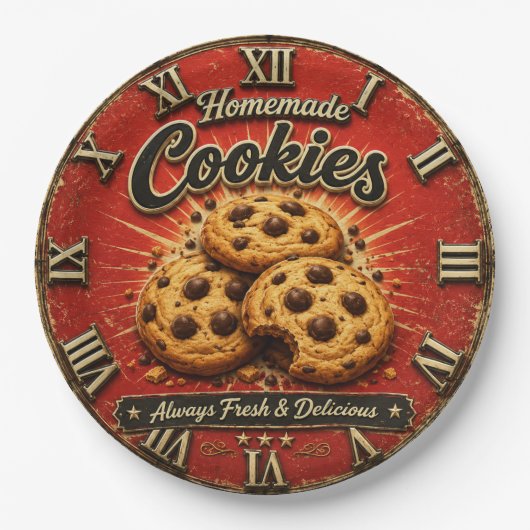 Chocolate Chip Cookies Rustic Baking Gift ペーパープレート (正面)
