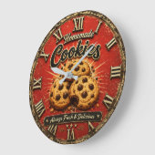 Chocolate Chip Cookies Rustic Baking Gift ラージ壁時計 (傾斜)