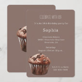 Chocolate Chip Muffin Cupcake Birthday 招待状 (正面/裏面)