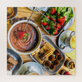 Chocolate Churros Fondue Sweet Tasty Food Party ジグソーパズル (横)