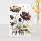 Chocolate cosmos - Watercolor flowers カード (黄色い花)
