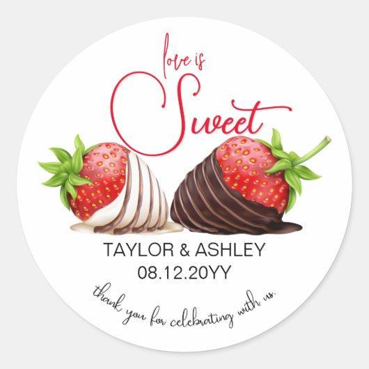 Chocolate Covered Strawberries | Wedding ラウンドシール (正面)