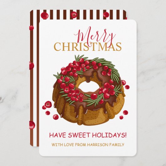 Chocolate Cranberry Bundt Cake Merry Christmas シーズンカード (正面/裏面)
