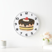 Chocolate Drip Cake with Strawberry ラージ壁時計 (ホーム)