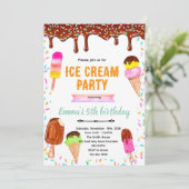 Chocolate drip ice cream birthday invitation 招待状 (スタンド正面)