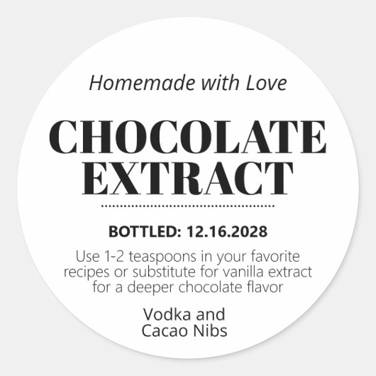 Chocolate Extract Modern Label Sticker ZEX_001g ラウンドシール (正面)