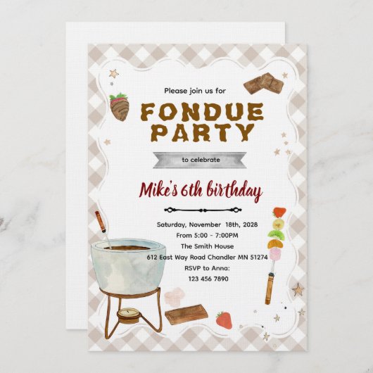 Chocolate Fondue Invitation 招待状 (正面/裏面)