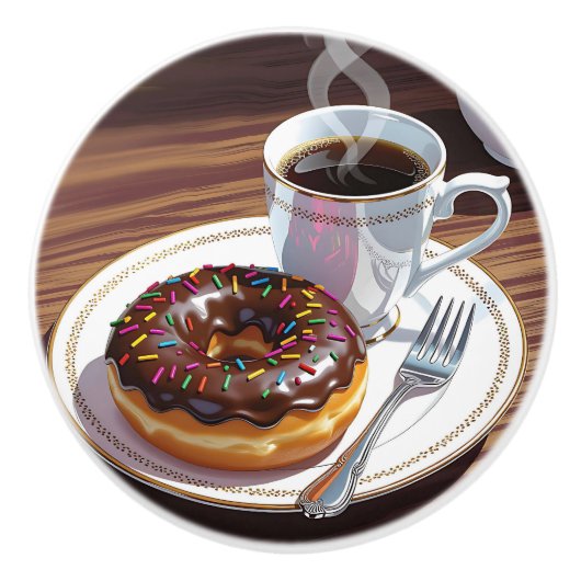 Chocolate Frosted Donut and Coffee  セラミックノブ (正面)