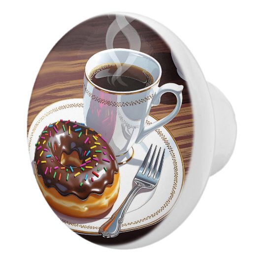 Chocolate Frosted Donut and Coffee セラミックノブ (右)