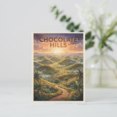 Chocolate Hills Philippines Vintage ポストカード (スタンド正面)