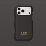 Chocolate Honey Minimalist Initial Monogram iPhone 15 Proケース<br><div class="desc">Elevate your everyday style with this Chocolate Honey iPhone case, where classic elegance meets modern minimalism. The serif three-letter monogram exudes timeless sophistication, while the subtle tone-on-tone design and vertical drop shadow add a sleek, contemporary edge. Deep chocolate, warm honey, and soft cream tones create a refined palette that feels...</div>