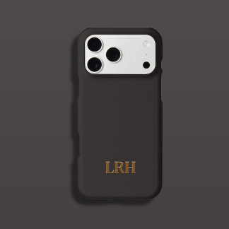 Chocolate Honey Minimalist Initial Monogram  iPhone 15 Proケース