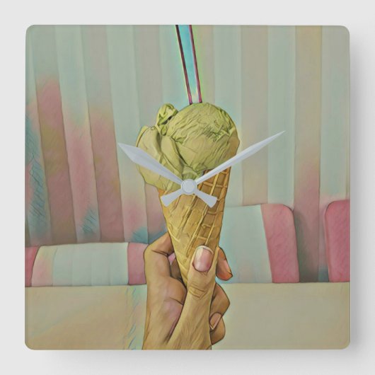 Chocolate ice cream スクエア壁時計 (正面)