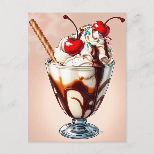 Chocolate Ice Cream Sundae with Sprinkles   ポストカード (正面)