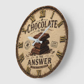 Chocolate Is the Answer Kitchen Decor for Bakers ラージ壁時計 (傾斜)