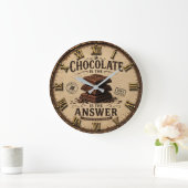 Chocolate Is the Answer Kitchen Decor for Bakers ラージ壁時計 (ホーム)