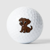 Chocolate Lab Cartoon ゴルフボール (正面)