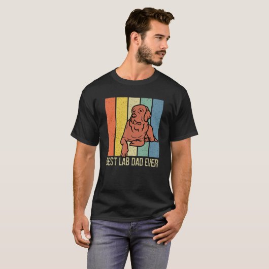Chocolate Lab Dad Labrador Retriever Retro Matchin Tシャツ (正面フル)
