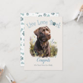 Chocolate Lab Dog Adoption、Gotcha Day カード (正面/裏面インサイチュ)