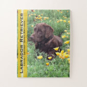 Chocolate Lab in California Poppy Patch ジグソーパズル (縦)