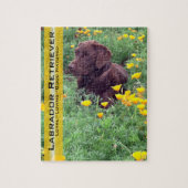Chocolate Lab in California Poppy Patch ジグソーパズル (縦)