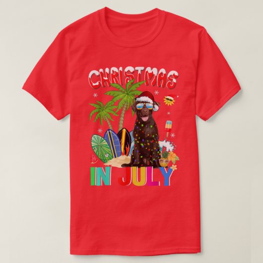 Chocolate Lab in Santa Hat Sunglasses Christmas In Tシャツ (デザイン正面)