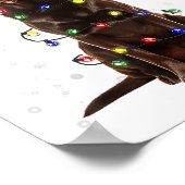 Chocolate Lab Labrador Christmas Tree Light Pajama ポスター (角)
