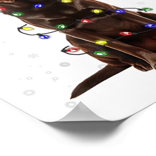 Chocolate Lab Labrador Christmas Tree Light Pajama ポスター (角)