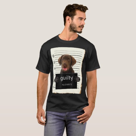 Chocolate lab Labrador Dog Mug Shot Bad Dog With Tシャツ (正面フル)