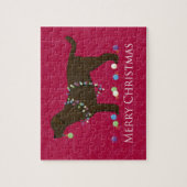 Chocolate Lab Merry Christmas Design ジグソーパズル (縦)