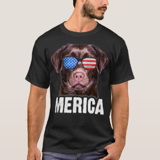 Chocolate Lab USA 7月4日アメリカ国旗 Tシャツ