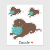 Chocolate Lab With Ball Cartoon シール (シート)