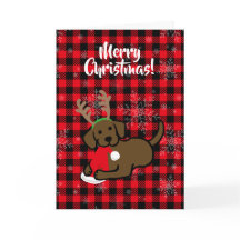 Chocolate Labrador and Santa Christmas Cartoon