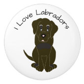 Chocolate Labrador Dog Design セラミックノブ (正面)
