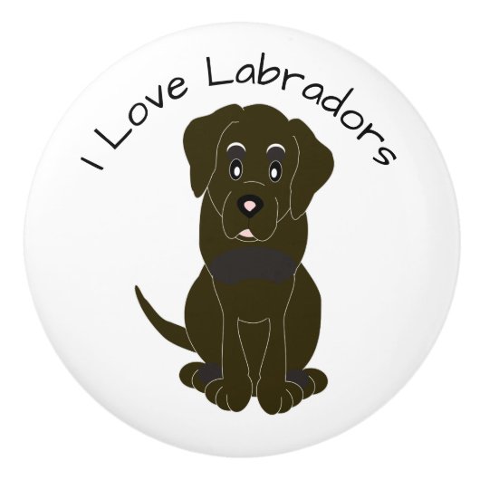 Chocolate Labrador Dog Design セラミックノブ (正面)