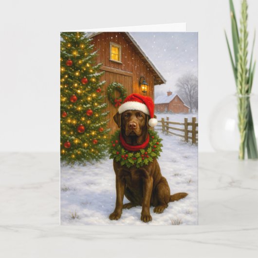 Chocolate Labrador Holiday Card シーズンカード (正面)