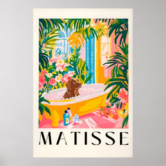 Chocolate Labrador in Bathtub Art Print Funny ポスター (正面)