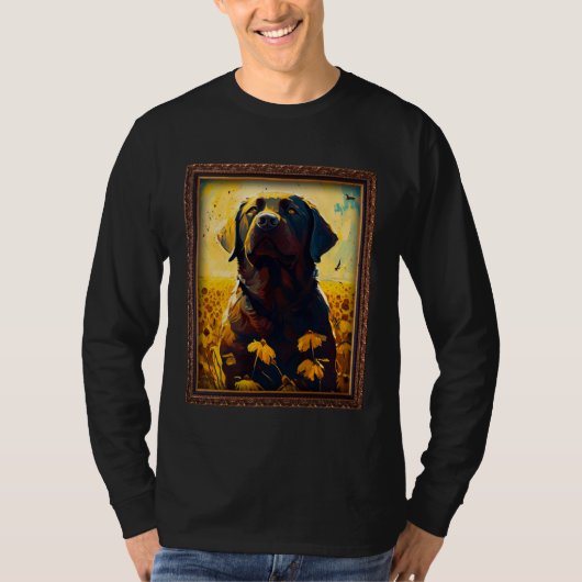 Chocolate Labrador Painting Sunflower Flower Mom W Tシャツ (正面)