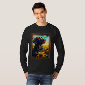 Chocolate Labrador Painting Sunflower Flower Mom W Tシャツ (正面フル)