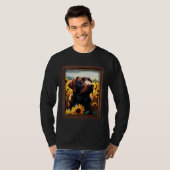 Chocolate Labrador Painting Sunflower Flower Mom W Tシャツ (正面フル)