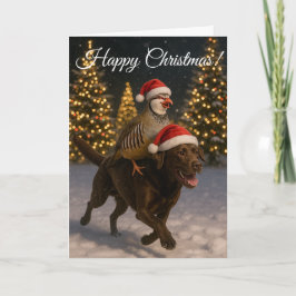 Chocolate  Labrador & Partridge Christmas card シーズンカード