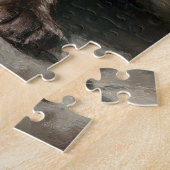 Chocolate Labrador Puppy Christmas Painting ジグソーパズル (側面)