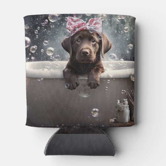 Chocolate Labrador Puppy Dog Spa Cute 缶クーラー (裏面)