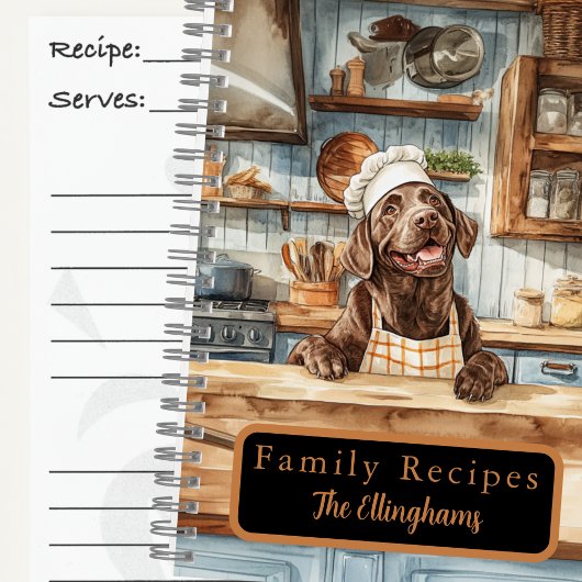 Chocolate Labrador Retriever Chef Recipe Book ノートブック